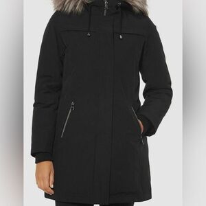 Vince Camuto Black Faux-Fur Lined Hooded Down Parka Coat | Size S